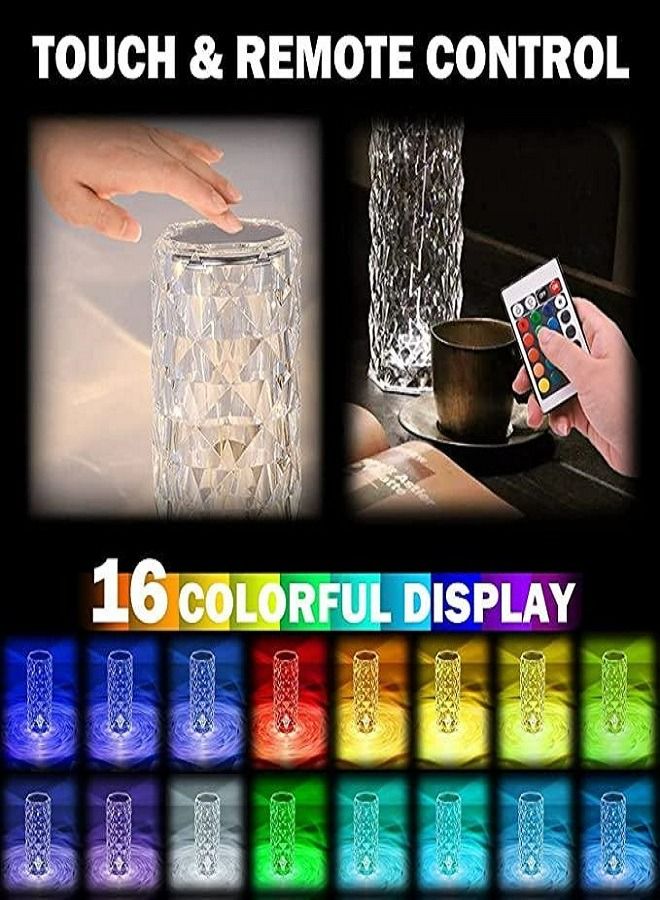 Crystal Lamp,Crystal Lights Touching Control Rose Crystal Lamp with USB Port,16 RGB Color Changing Romantic Rose Diamond Table Lamp LED Night Light for Bedroom Living Room, Kids Room, Office - Image 4