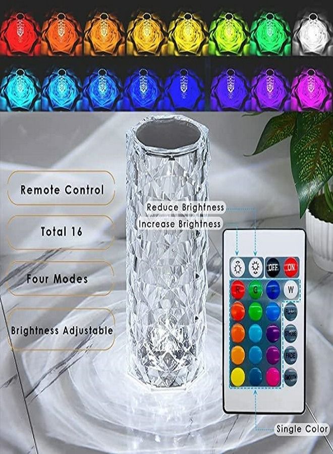 Crystal Lamp,Crystal Lights Touching Control Rose Crystal Lamp with USB Port,16 RGB Color Changing Romantic Rose Diamond Table Lamp LED Night Light for Bedroom Living Room, Kids Room, Office - Image 5