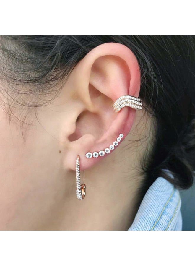 Dtja CZ Safety Pin Cartilage Sterling Silver Hoop Earrings for Women Girls Dainty Cubic Zirconia Dangle Drop Hypoallergenic Stud Post Pave Crystal Huggie Fashion Hoops Jewelry 20mm, Metal, Cubic Zirconia - Image 2