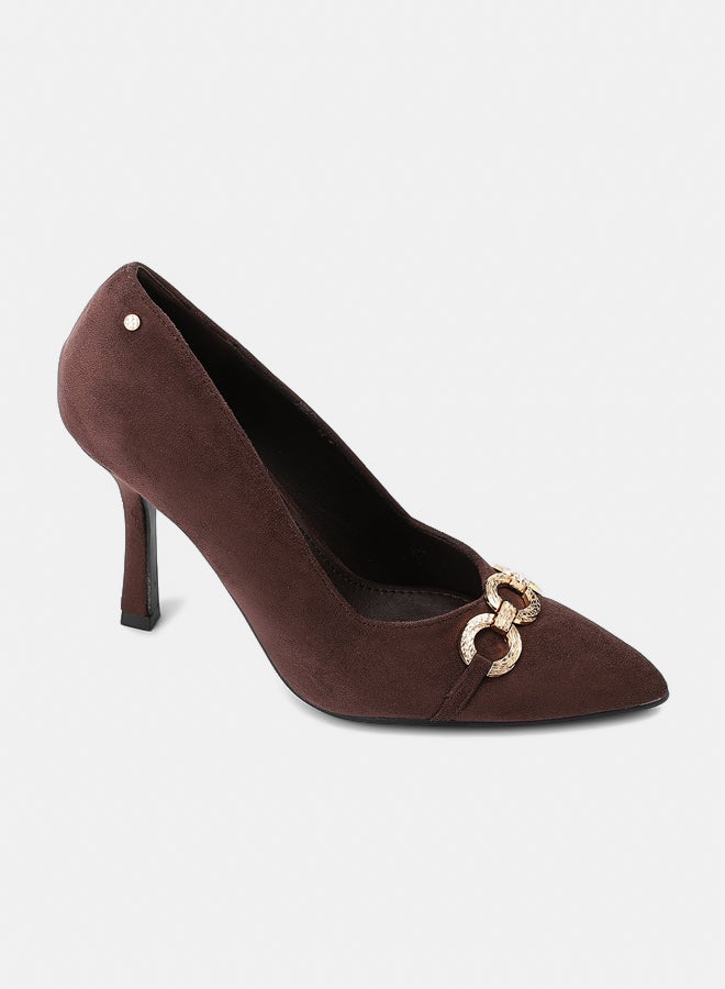 Dejavu Shoes JAL-DVTX-012 Suede Plain With A Middle Buckle Heels For Women - Image 1