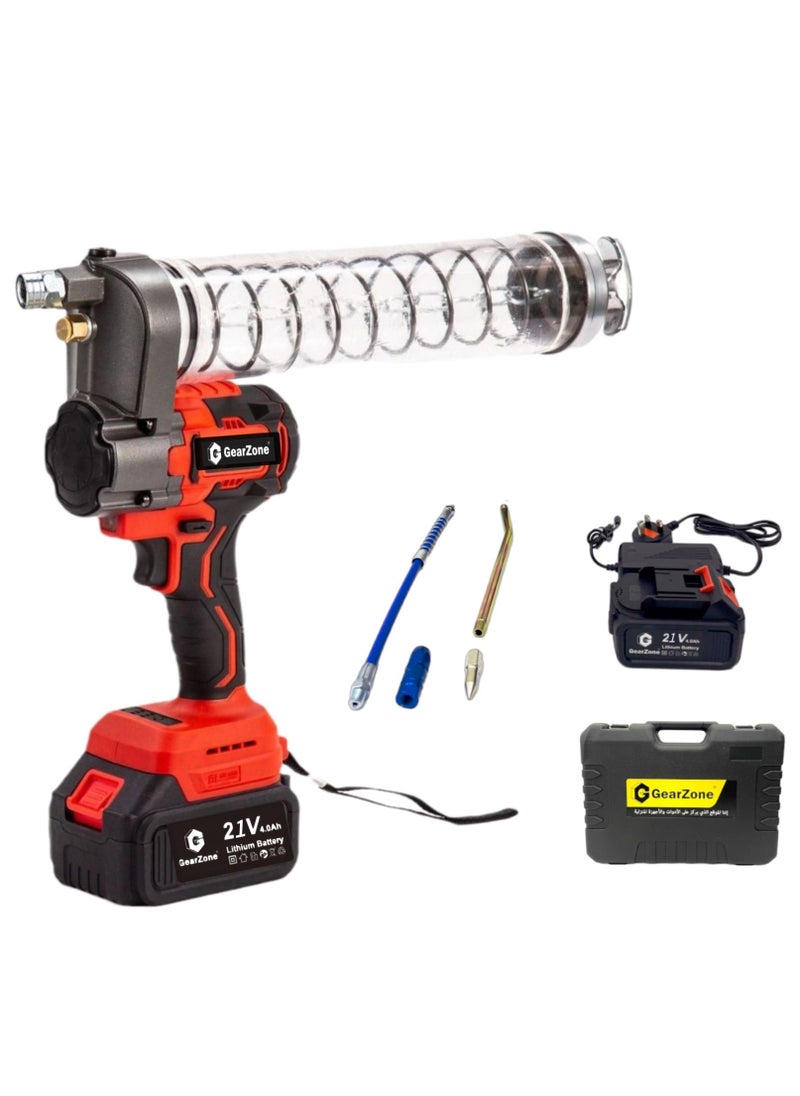 GearZone - Electric Grease Gun Kit, 12,000 PSI Battery Powered Grease Gun, Cordless Grease Gun with 2PCS Batteries and Charger-Color Red - Image 1