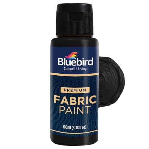 BLUEBIRD Fabric Paint Lamp Black 34 Fl Oz Permanent Fabric Paints for Valentines Decor Clothes Furniture Upholstery