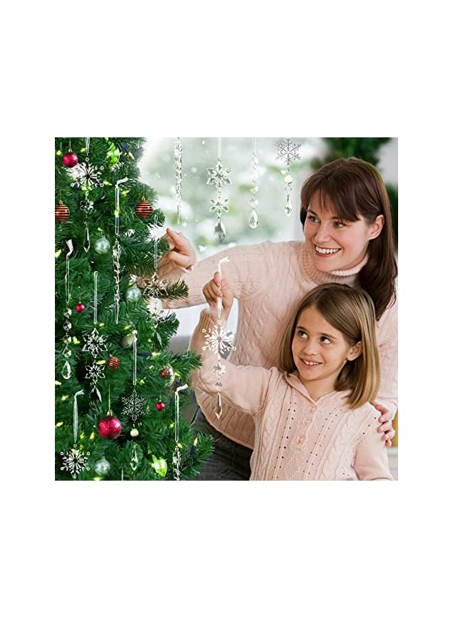 The Bros 18 قطعة زينة شجرة عيد الميلاد زينة كريستالية - زينة كريستالية على شكل ثلج متدلية من الأكريليك لشجرة عيد الميلاد لاحتفالات الشتاء ورأس السنة الجديدة - Image 2