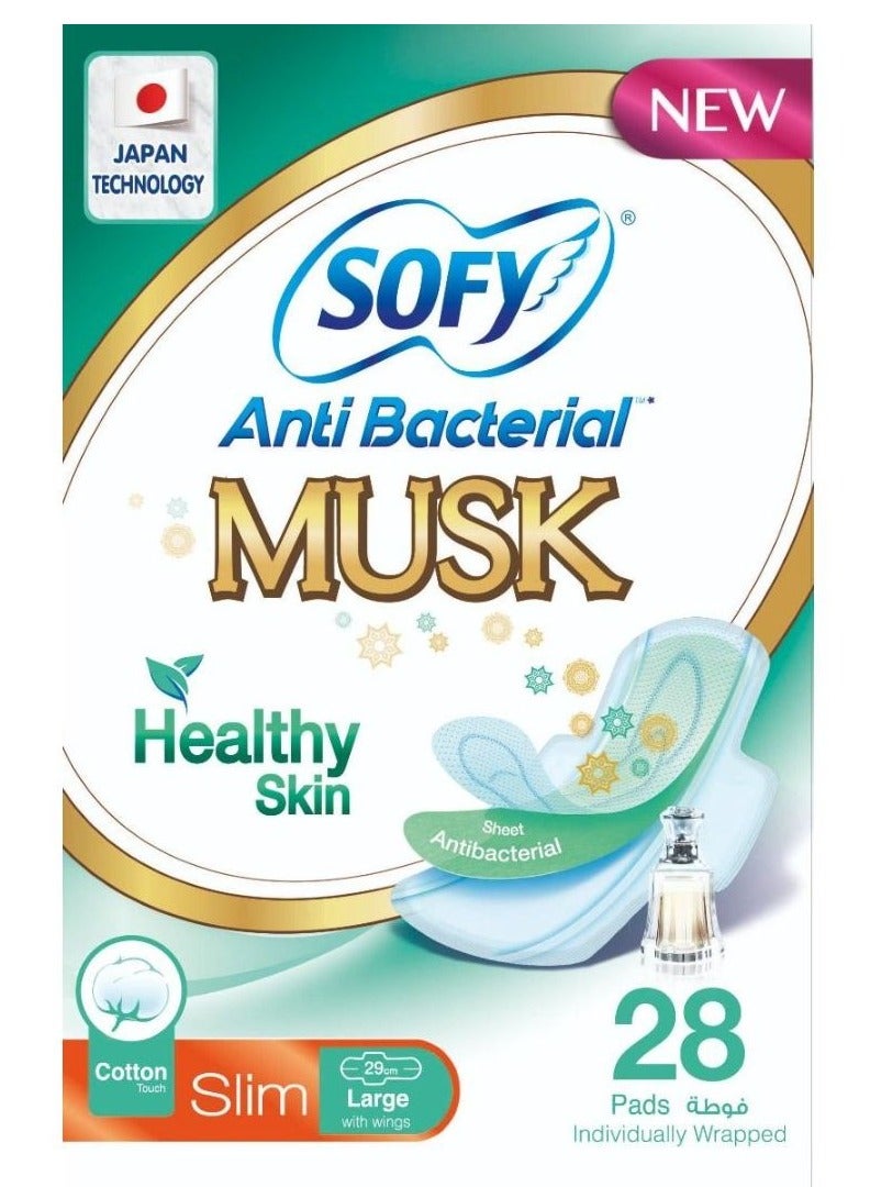 صوفي فوط صحية مضادة للبكتيريا بالمسك رفيعة كبيرة 28 قطعة - Image 1