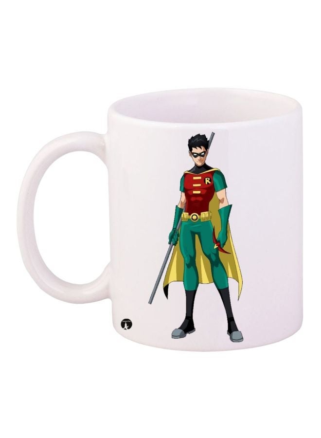 RYN كوب قهوة مطبوع سوبرهيرو روبن أبيض/أخضر/أصفر 11 أونصة