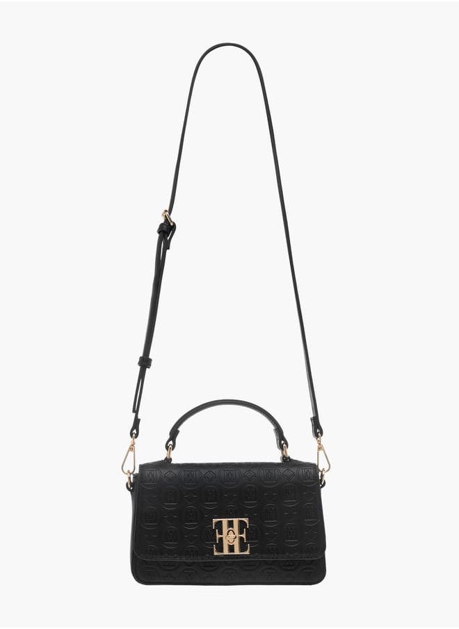 ELLE - Womens Monogram Embossed Crossbody Bag With Top Handle And Adjustable Strap - Image 1