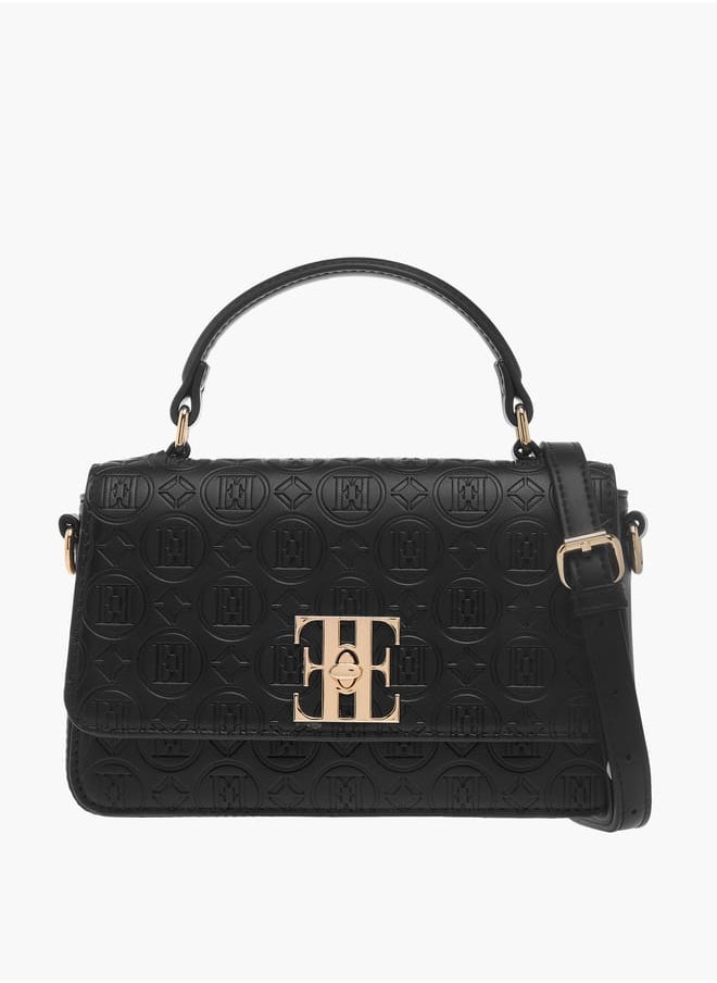 ELLE - Womens Monogram Embossed Crossbody Bag With Top Handle And Adjustable Strap - Image 1