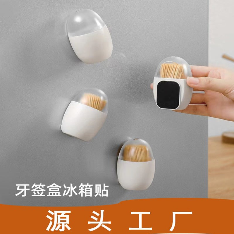 Magnetic Toothpick Box Storage Toothpick Bottle Creative Home Hotel Dining Table Coffee Table Toothpick Jar Refrigerator Sticker Container White