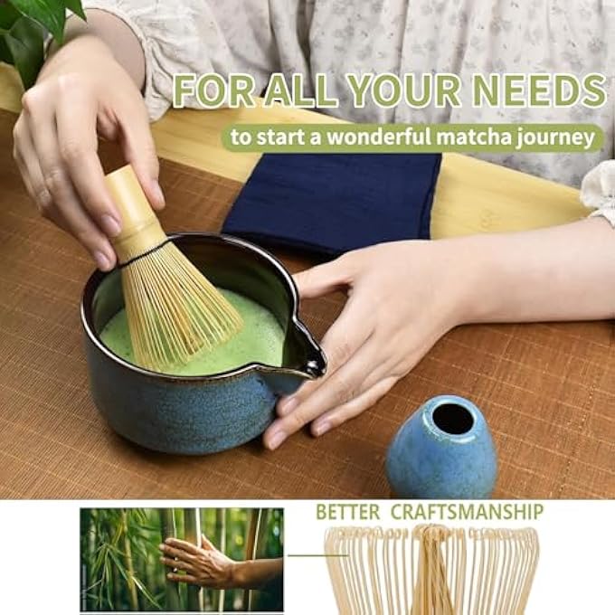 HIKKY Matcha Whisk Set 7Pcs Japanese Matcha Tea Set With Spout 19 Oz Matcha Kit Gift For Matcha Lover Friend Family Christmas Birthday Halloween - Image 5