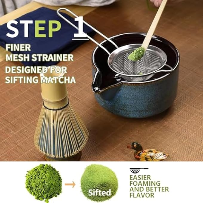 HIKKY Matcha Whisk Set 7Pcs Japanese Matcha Tea Set With Spout 19 Oz Matcha Kit Gift For Matcha Lover Friend Family Christmas Birthday Halloween - Image 4