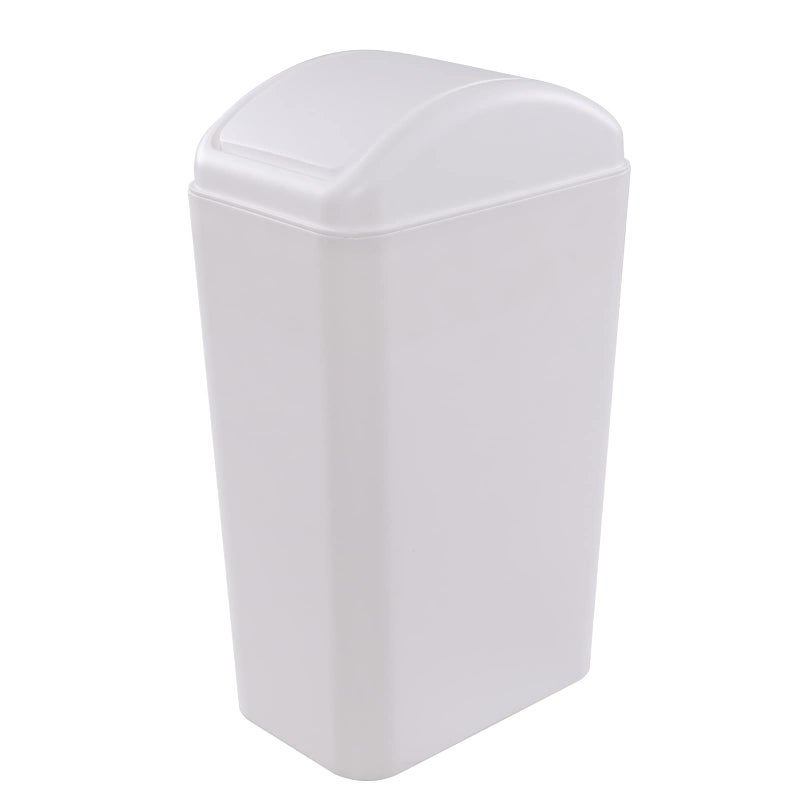 Vababa 1 Pack 3 Gallon Plastic Swing Top Trash Can Slim Garbage Bin with SwingLid White