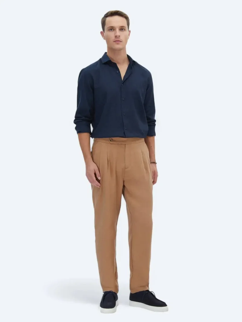 كيب بنطال كاجوال بني فاتح بقصة جزرة منسوجة