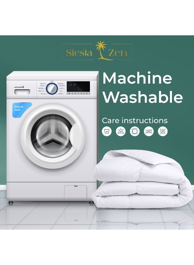 القيلولة زين لحاف سيستا زين فائق النعومة، مقاس كوين 230×200 سم، مصنوع من ألياف دقيقة مع حشوة من ألياف مجوفة بكر، 7.5 توغ (450 غرام/متر مربع)، مناسب لجميع الفصول، بخياطة مربعة، ناعم ومريح للتهوية. - Image 5