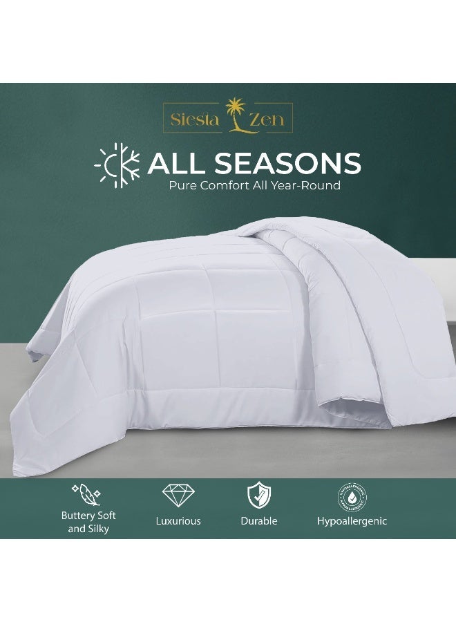 القيلولة زين لحاف سيستا زين فائق النعومة، مقاس كوين 230×200 سم، مصنوع من ألياف دقيقة مع حشوة من ألياف مجوفة بكر، 7.5 توغ (450 غرام/متر مربع)، مناسب لجميع الفصول، بخياطة مربعة، ناعم ومريح للتهوية. - Image 4