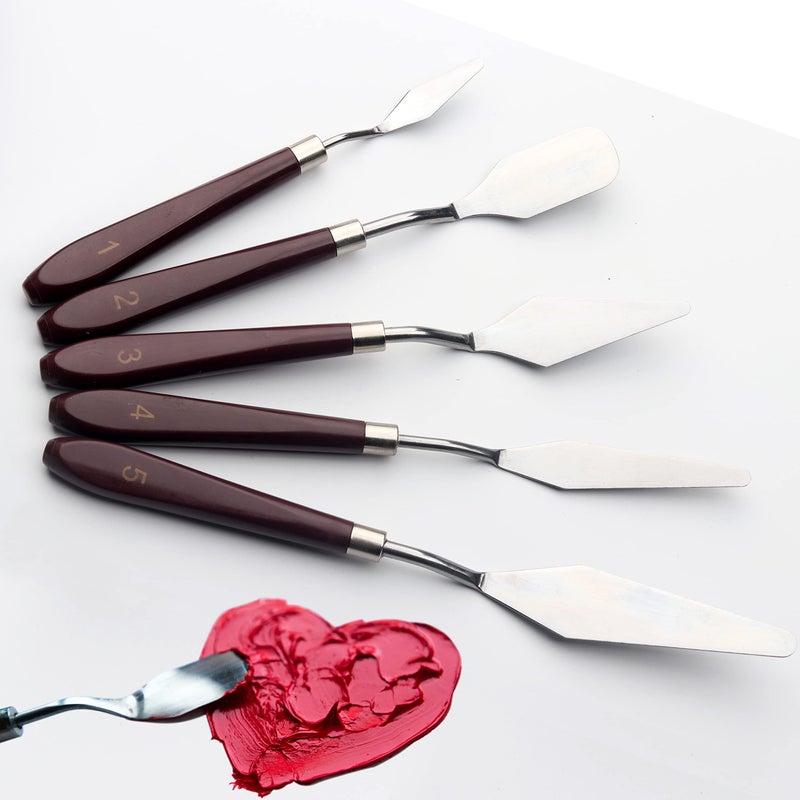 5 Piece Palette s Painting  Set Supplies for Oil Acrylic PaintCake DecoratingStainless Steel Pallet  Paint  Art Spatula for Various Types of PaintingColorMixingSmearing