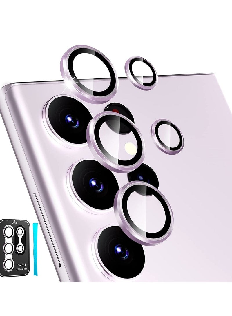 Samsung Galaxy S23 Ultra Camera Lens Protector, 9H Tempered Glass + Aluminum Alloy Metal Individual Lens Screen Ring for S23 Ultra 6.8in 5G 2023 - Purple - Image 1