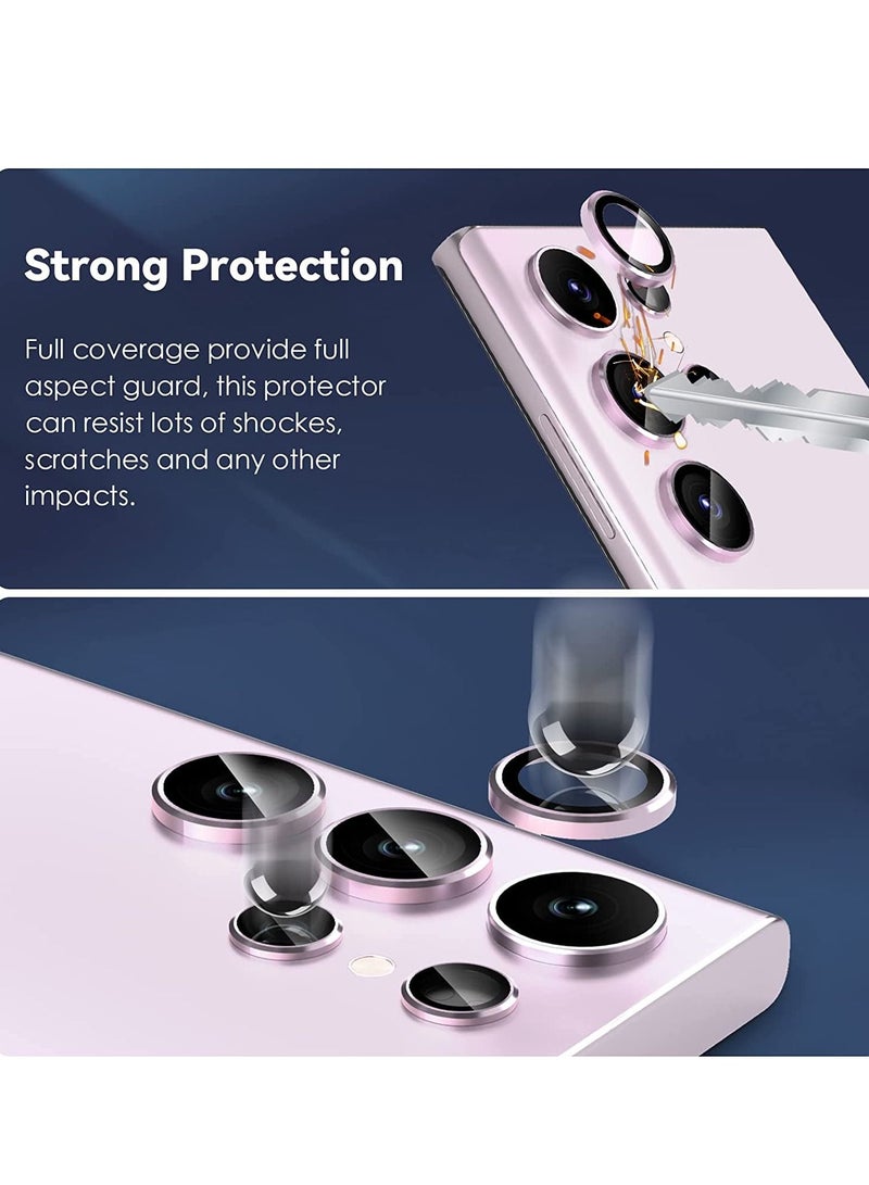 Samsung Galaxy S23 Ultra Camera Lens Protector, 9H Tempered Glass + Aluminum Alloy Metal Individual Lens Screen Ring for S23 Ultra 6.8in 5G 2023 - Purple - Image 2