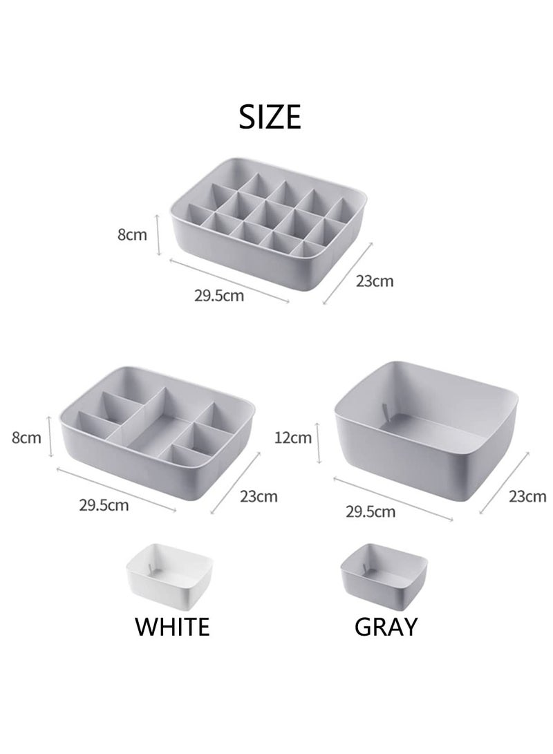 Bukela 3 Sets Underwear Bra Sock Organizer Boxes With 3 Lids, Underwear Sock Storage Boxes Dividers, Plastics Drawer Cabinet Closet Organizers Storage Boxes(1+7+15 Cell, Tender white）  - Image 2