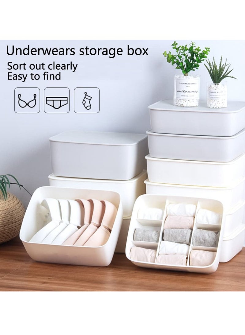 Bukela 3 Sets Underwear Bra Sock Organizer Boxes With 3 Lids, Underwear Sock Storage Boxes Dividers, Plastics Drawer Cabinet Closet Organizers Storage Boxes(1+7+15 Cell, Tender white）  - Image 3