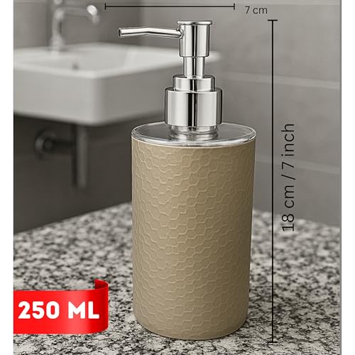 Emoh Roced Refillable Liquid Soap Dispenser – Unbreakable Plastic Pump Bottle for Handwash, Sanitizer, Lotion, or Shampoo | Reusable Bathroom & Kitchen Dispenser (250ml) (Brown, Pack of 1) - Image 5
