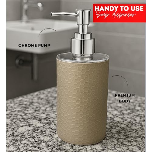 Emoh Roced Refillable Liquid Soap Dispenser – Unbreakable Plastic Pump Bottle for Handwash, Sanitizer, Lotion, or Shampoo | Reusable Bathroom & Kitchen Dispenser (250ml) (Brown, Pack of 1) - Image 3