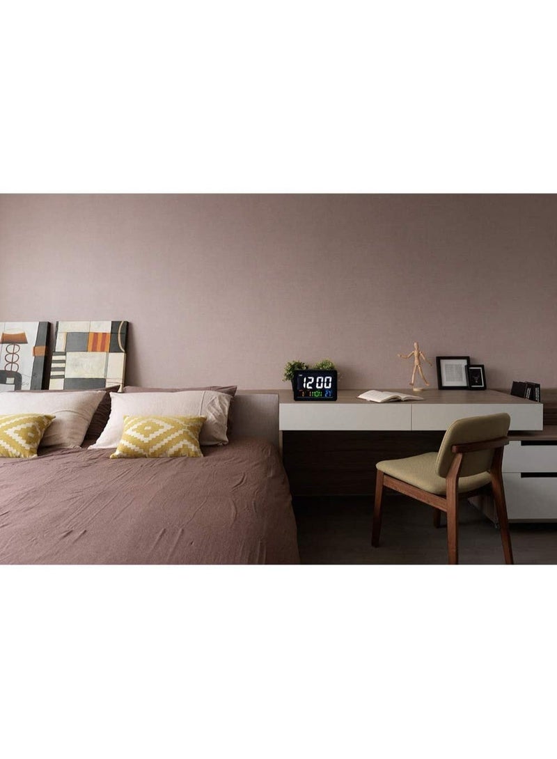 كروني Crony Gh-2000 Large Screen Led Digital Alarm Clock With Date & Temperature Display, Electronic Bedside Clock In White - Image 5