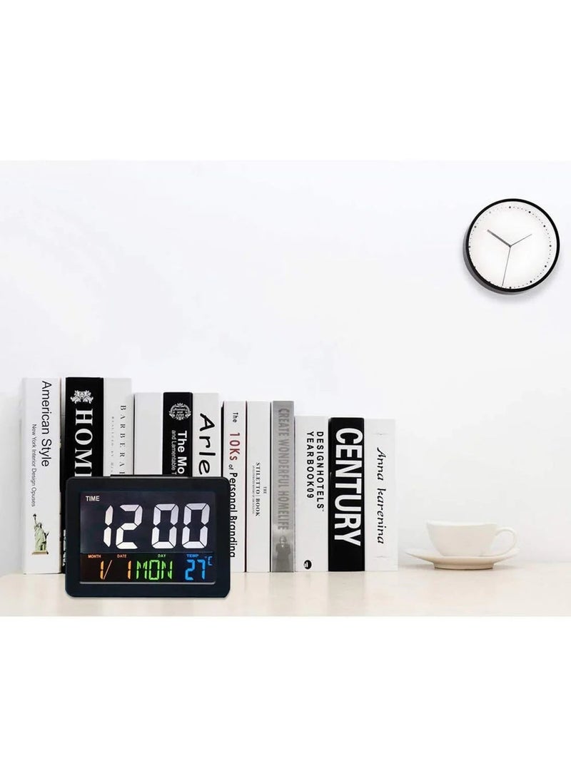كروني Crony Gh-2000 Large Screen Led Digital Alarm Clock With Date & Temperature Display, Electronic Bedside Clock In White - Image 2