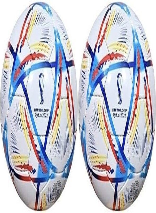 Owlix Set of World Cup 2 Qatar Football and Air Pump, Football - Size: 5 (Standard, Pack of 2, Multicolor) - Image 2