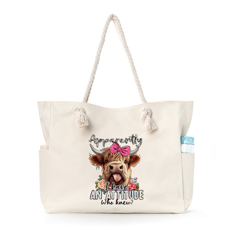 Large Capacity Canvas Beach Tote Bag - Image 4