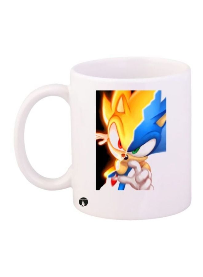 RYN Sonic Printed Coffee Mug White/Blue/Yellow