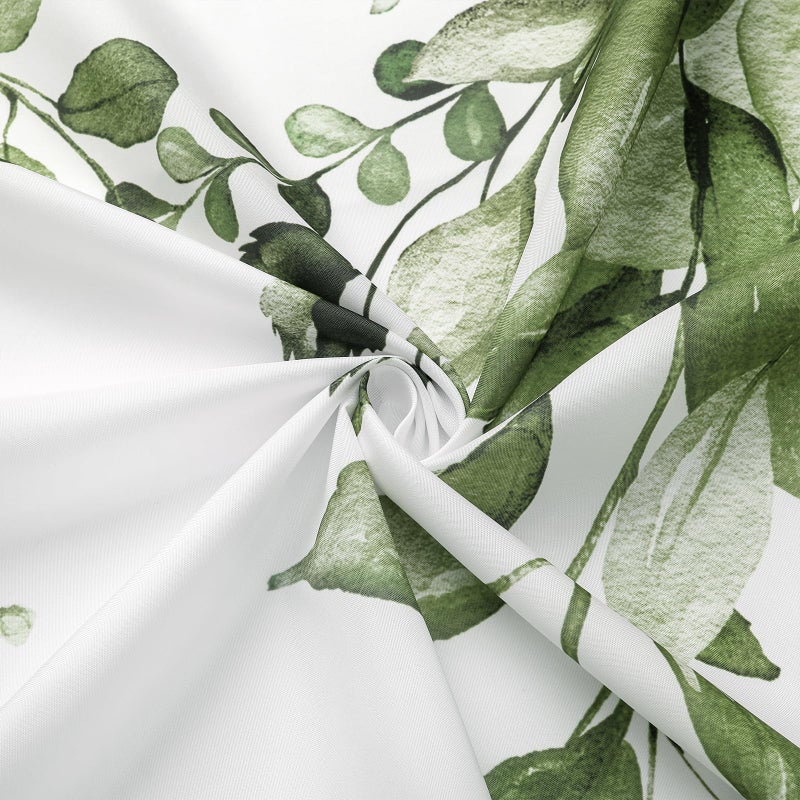Gibelle Olive Green Eucalyptus Shower Curtain, Watercolor Plant Leaves with Floral Bathroom Shower Curtain Set with Hooks, 72x72 - Image 4