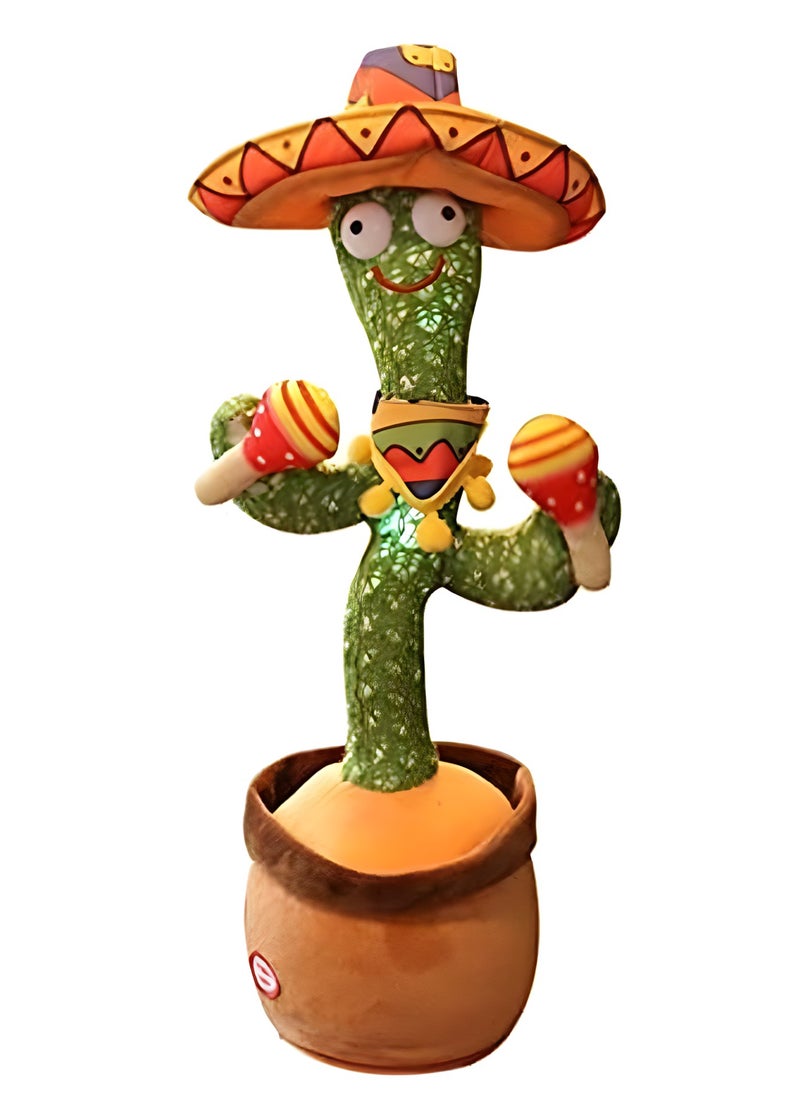 MAGIC VAULT Dancing Cactus Mimic Plush Toy Mexican, 120 English Songs, Playback Talking, Sings, LED light, Shakes, Record Voice for all ages  - Image 1