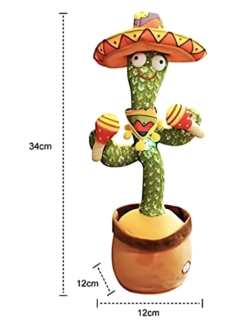 MAGIC VAULT Dancing Cactus Mimic Plush Toy Mexican, 120 English Songs, Playback Talking, Sings, LED light, Shakes, Record Voice for all ages  - Image 2