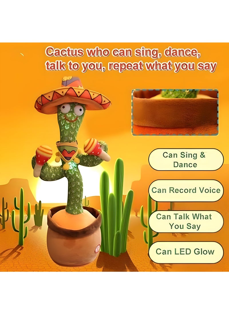 MAGIC VAULT Dancing Cactus Mimic Plush Toy Mexican, 120 English Songs, Playback Talking, Sings, LED light, Shakes, Record Voice for all ages  - Image 3