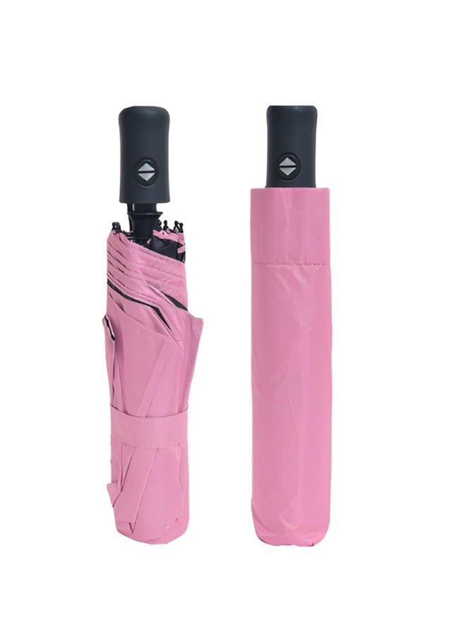 FABINALIV Pink Solid Auto ON/OFF Waterproof Automatic Compact Umbrella (FLUB-1035-Pink) - Image 1