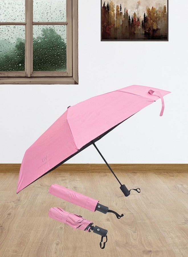 FABINALIV Pink Solid Auto ON/OFF Waterproof Automatic Compact Umbrella (FLUB-1035-Pink) - Image 4