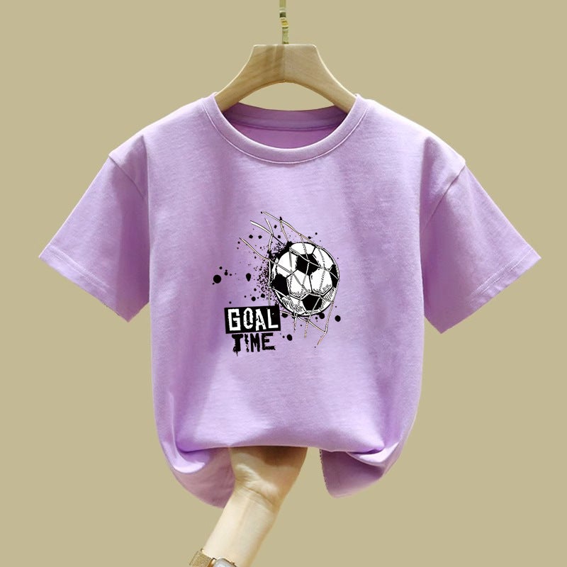 2437# Boys' Short-Sleeved T-Shirt Children'S Wear Pure Cotton Middle And Big Children'S Boys' Fried Street Fashionable Children'S Top - Image 5
