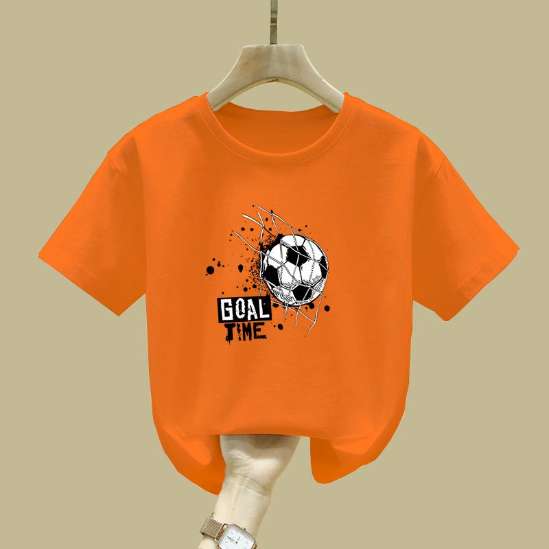 2437# Boys' Short-Sleeved T-Shirt Children'S Wear Pure Cotton Middle And Big Children'S Boys' Fried Street Fashionable Children'S Top - Image 2