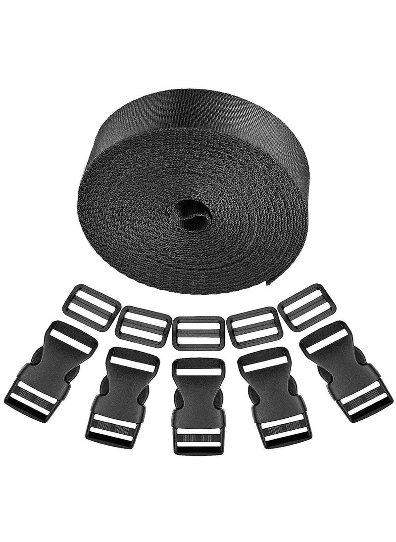 DIY Crafts DIY Crafts 2 inch Set 5 Buckle 5 TriGlide Slide 5mtr Webbing Flat Side Release Buckles TriGlide Slides As Choice Meter Webbing Black Roll 2 inch Set 5 Buckle 5 TriGlide Slide 5mtr Webbing  - Image 1