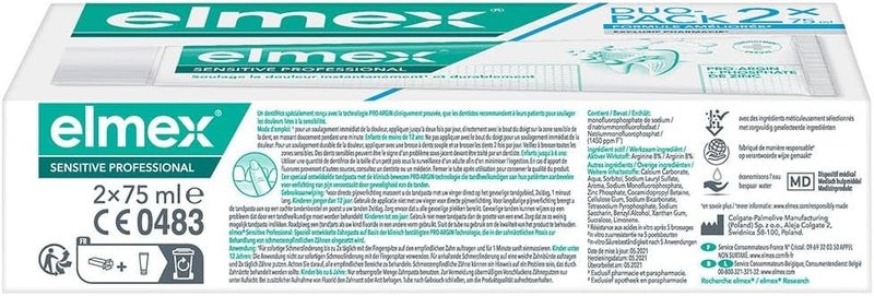 Elmex معجون أسنان إلمكس الحساس للبالغين 2 × 75 مل بدون نكهة - Image 3