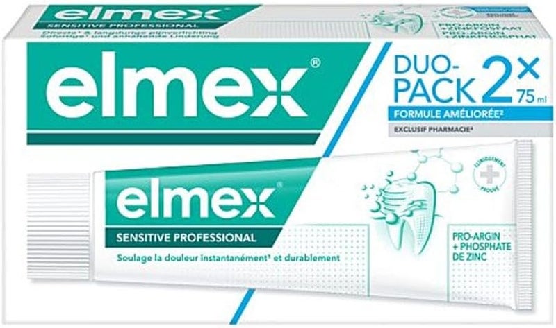 Elmex معجون أسنان إلمكس الحساس للبالغين 2 × 75 مل بدون نكهة - Image 1