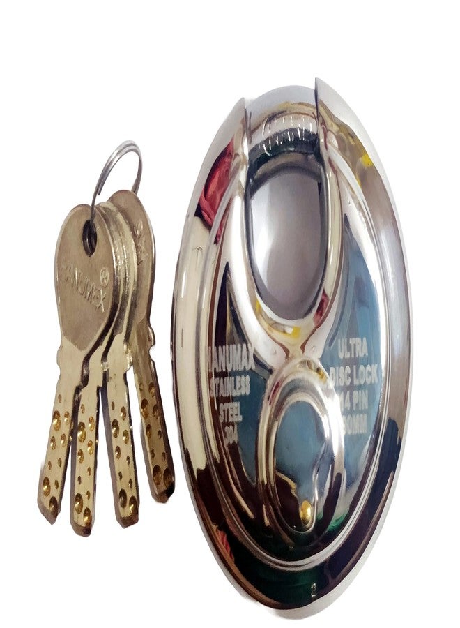 هانومكس قفل Hanumex® 90 مم، مزود بتقنية مفاتيح Ultra Keys المتطورة، قرص أمان، 14 دبوس، دقة متناهية، مصنوع من الفولاذ المقاوم للصدأ، قفل باب، قفل مصراع، 4 مفاتيح أصلية مرفقة في عبوة القفل. - Image 3
