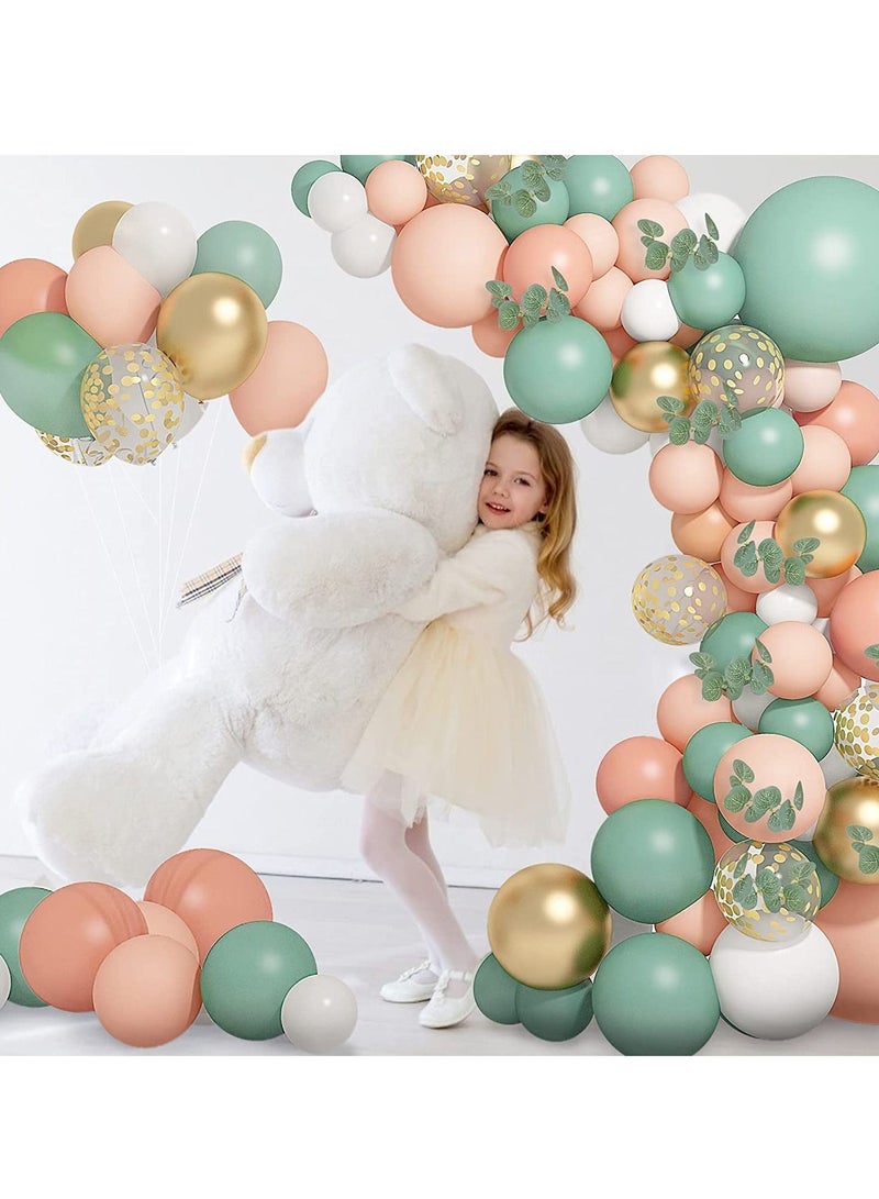SYOSI Balloon Garland Arch Kit, Orange White Green and Gold Balloons Eucalyptus for Tropical Wedding Jungle Safari Greenery Baby Shower Birthday Party Decorations 126PCS Sage Olive Green Blush Peach - Image 4