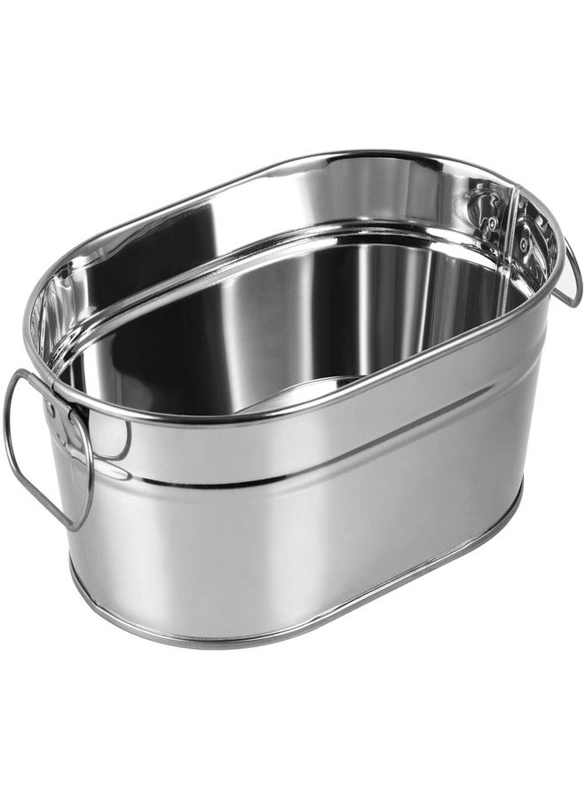 Vaguelly Tin Bucket Oval Galvanized Tub Metal Beverage Tub Wine Beer Bottle Bucket Wine Ice Holder Portable Party Drink Chiller Oval Storage Bin for Seafood Fried Chicken,8.9x6x3 - Image 1