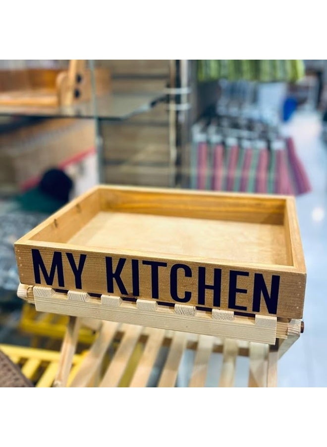 صينية تخزين خشبية للمطبخ - Image 2