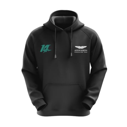 DUDEME AM 14 Motorsport Relaxed Fit Hoodie for Car Enthusiast Men & Women - Black, 100% Cotton, Car Printed | MO-004 | Large - Image 3
