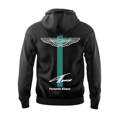 DUDEME AM 14 Motorsport Relaxed Fit Hoodie for Car Enthusiast Men & Women - Black, 100% Cotton, Car Printed | MO-004 | Large - Image 2
