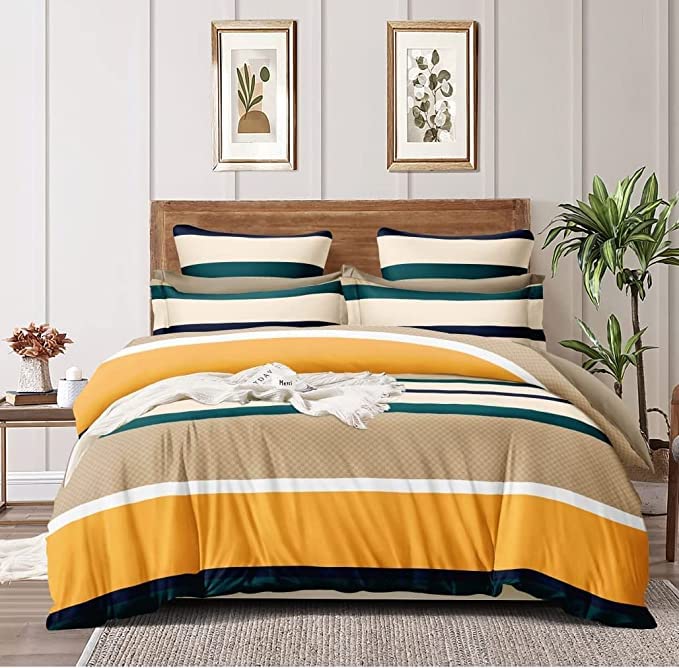 TIB The Intellect Bazaar 130 GSM Cotton Feel Polycotton Quilt Cover Blanket Cover Razai Duvet Cover for Single Size Duvets with Zip (60"x 90", YLW-GEN) - Image 1