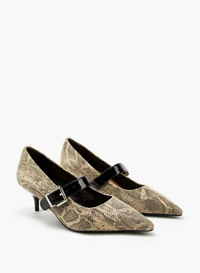 Celeste Women's Animal Print Pointed Toe Shoes with Kitten Heels
