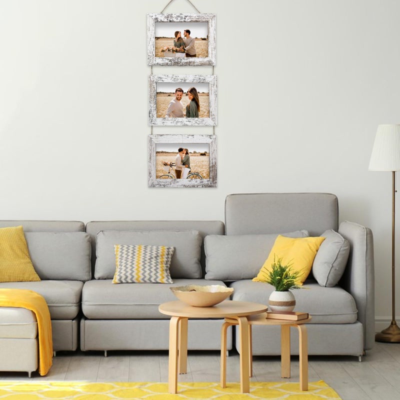 Rexllon 5x7 الجدار معلق إطارات الصور الكولاج مع 3 فتح إطارات بيضاء متعثرة 2 حزمة - Image 2